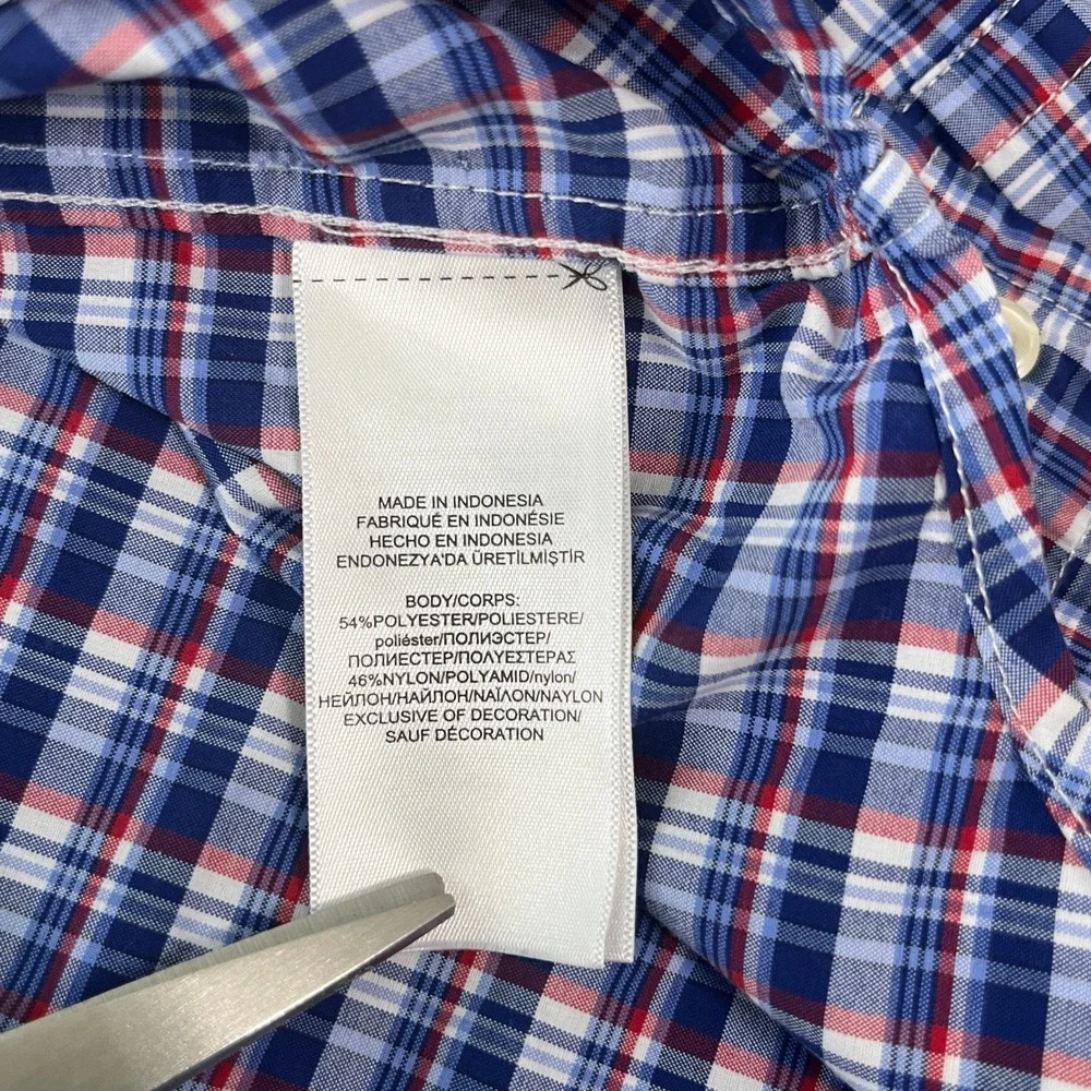 Ralph Lauren Performance Shirt Boys Medium 10-12 Blue Plaid Button Down Casual